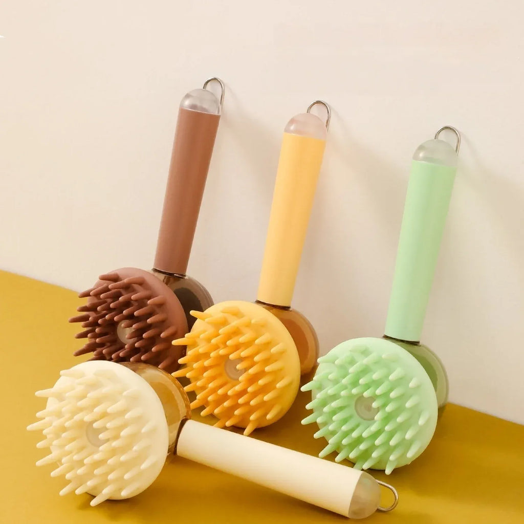3 in 1 Pet Bath Brush Liquid Foaming Massage Brush, Green, 18 cm