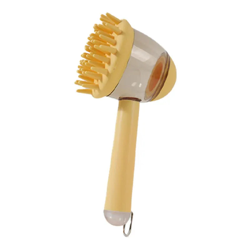 3 in 1 Pet Bath Brush Liquid Foaming Massage Brush, Yellow, 18 cm