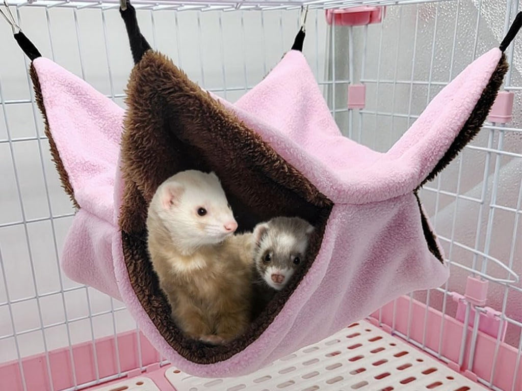 Hammock - 3 Pieces - Swing - Hamster Hammock - Rodent Cage - Rodent House - Rodent Hammock - Small Rodents - Hamster Toys - Mouse Toys - Hamster Bed - For Hamsters/Mice/Gerbils/Ferret/Guinea Pig - 34x34cm - Soft And Warm