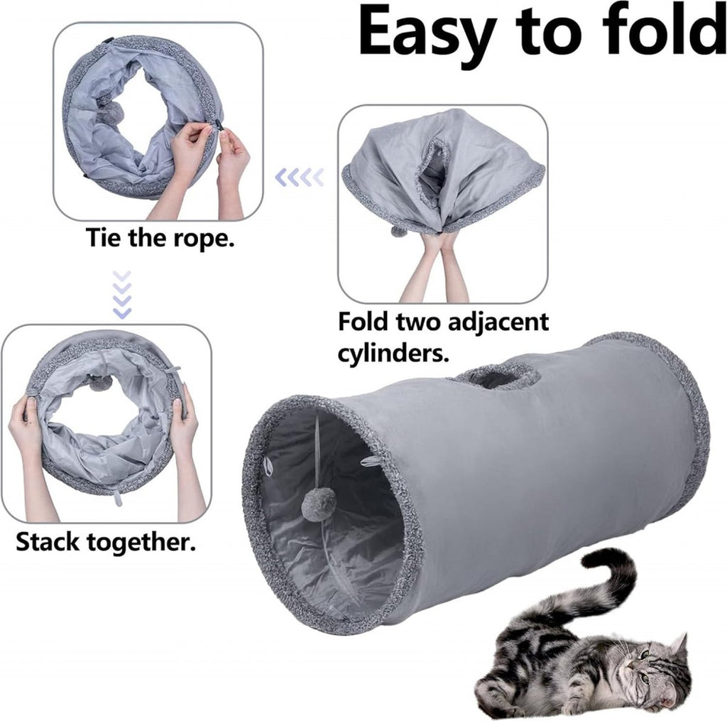 Cat Tunnel with Play Ball - 67cm - Play Tunnel - Rabbit Tunnel - Cat House - Dog Tunnel - Cat Toys - Cat Toys - Crawl Tunnel - Cat Toy - Foldable - Extra Sturdy - Anthracite
