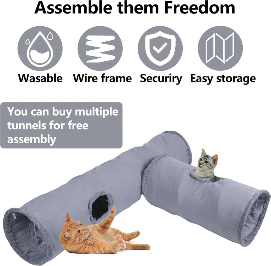 Cat Tunnel with Play Ball - 67cm - Play Tunnel - Rabbit Tunnel - Cat House - Dog Tunnel - Cat Toys - Cat Toys - Crawl Tunnel - Cat Toy - Foldable - Extra Sturdy - Anthracite
