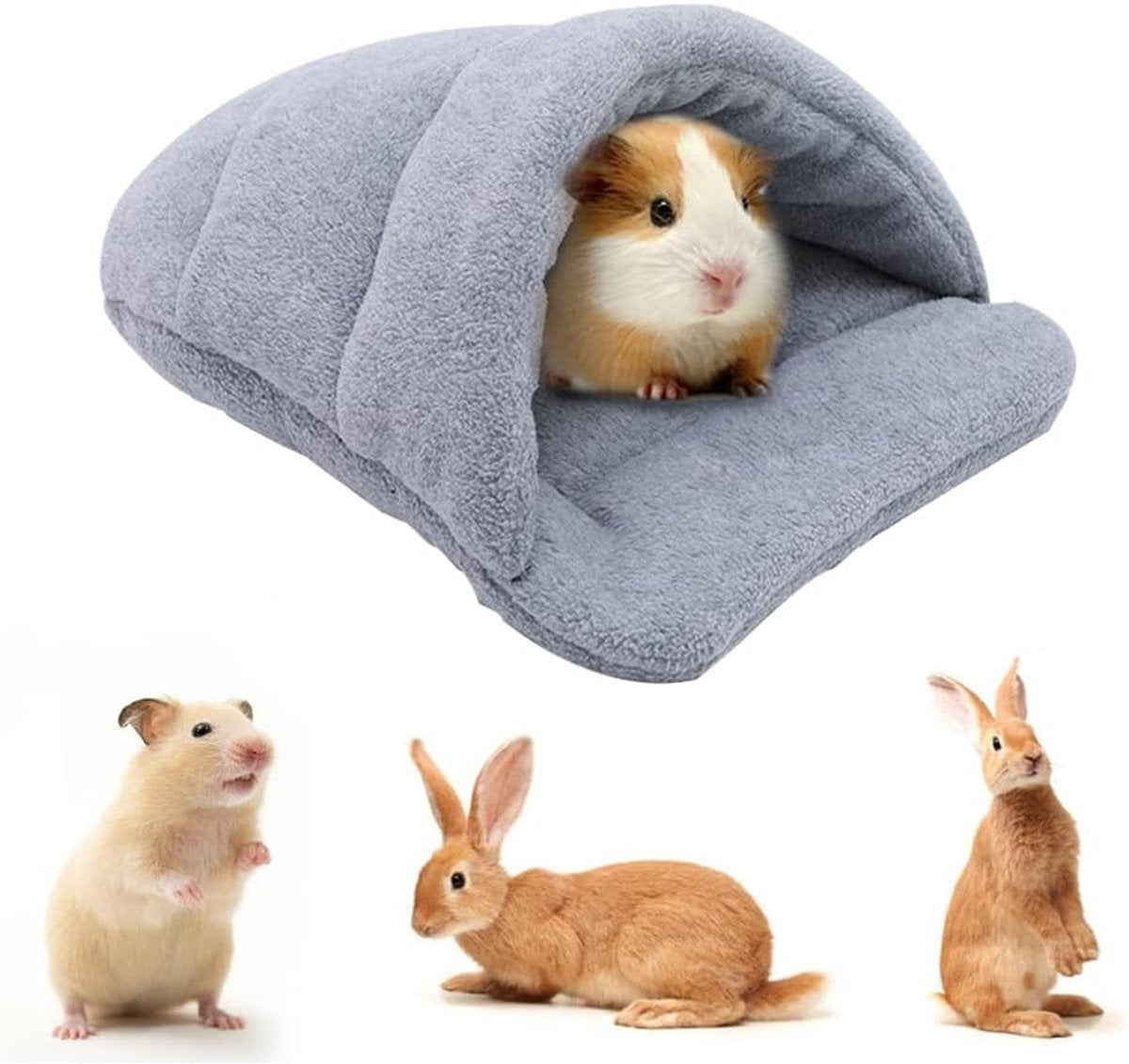 Rabbit Nest - 1 piece - Hamster Sleeping Bag - Hamster Bed - Guinea Pig Bed - Warm Guinea Pig House - Pet Sleeping Bag - Mini Sleeping Bag - Warm Soft Hiding Place - for hamsters, rabbits, kittens and other small pets - 38*28 cm - Grey