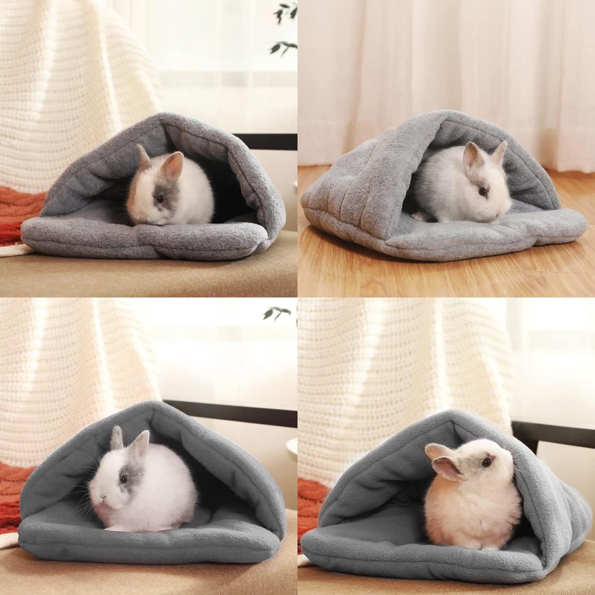 Rabbit Nest - 1 piece - Hamster Sleeping Bag - Hamster Bed - Guinea Pig Bed - Warm Guinea Pig House - Pet Sleeping Bag - Mini Sleeping Bag - Warm Soft Hiding Place - for hamsters, rabbits, kittens and other small pets - 38*28 cm - Grey