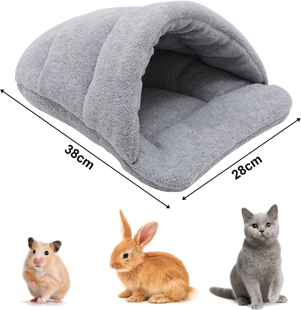 Rabbit Nest - 1 piece - Hamster Sleeping Bag - Hamster Bed - Guinea Pig Bed - Warm Guinea Pig House - Pet Sleeping Bag - Mini Sleeping Bag - Warm Soft Hiding Place - for hamsters, rabbits, kittens and other small pets - 38*28 cm - Grey