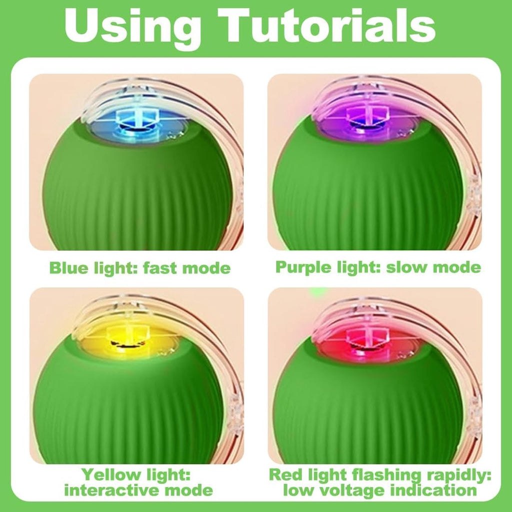 Electric Cat Ball Toy - Cat Toys - Electric Toy Ball - Pet Toys - Smart Toy Ball - Automatic Rolling Cat Ball - Interactive Cat Toy - Rechargeable - Cat Ball for Play and Interaction - Green