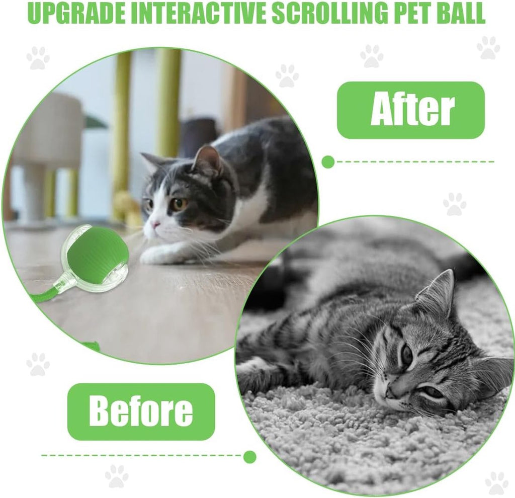 Electric Cat Ball Toy - Cat Toys - Electric Toy Ball - Pet Toys - Smart Toy Ball - Automatic Rolling Cat Ball - Interactive Cat Toy - Rechargeable - Cat Ball for Play and Interaction - Green
