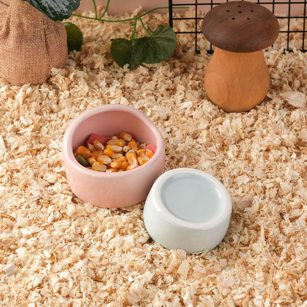 4 Pack Small Hamster Food Bowl Ceramic Guinea Pig Food Dish No Spill Hamster Food and Water Bowl Small Animal Food Bowl for Chinchilla Hedgehog Hamster Gerbil - Pink Blue Yellow and Green