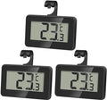Set of 3 digital refrigerator thermometers - Magnetic aquarium thermometer with hook - Mini refrigerator thermometer - Freezer thermometer - for home, restaurant, bar - Black