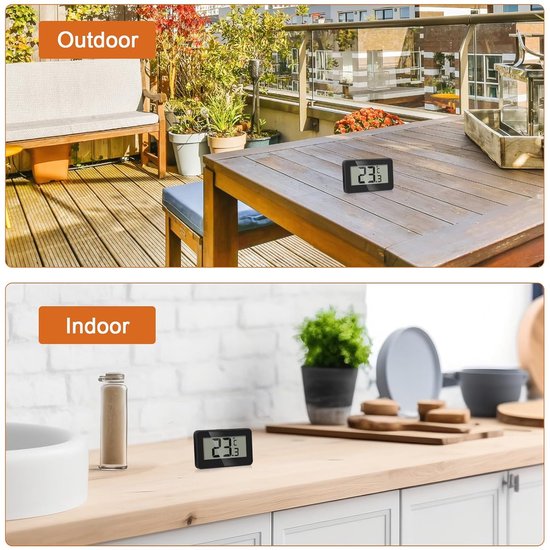 Set of 3 digital refrigerator thermometers - Magnetic aquarium thermometer with hook - Mini refrigerator thermometer - Freezer thermometer - for home, restaurant, bar - Black