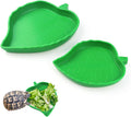 2 Pack Leaf Shaped Reptile Food and Water Bowls, Shallow Feeding Dishes for Tortoises, Lizards, Small Snakes and Bearded Dragons