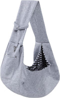 Small Pet Carrier Sling with Storage Pocket, Reversible Hands-Free Dog and Cat Carrier with Safety Buckle for Travel and Outdoor Use, Grey