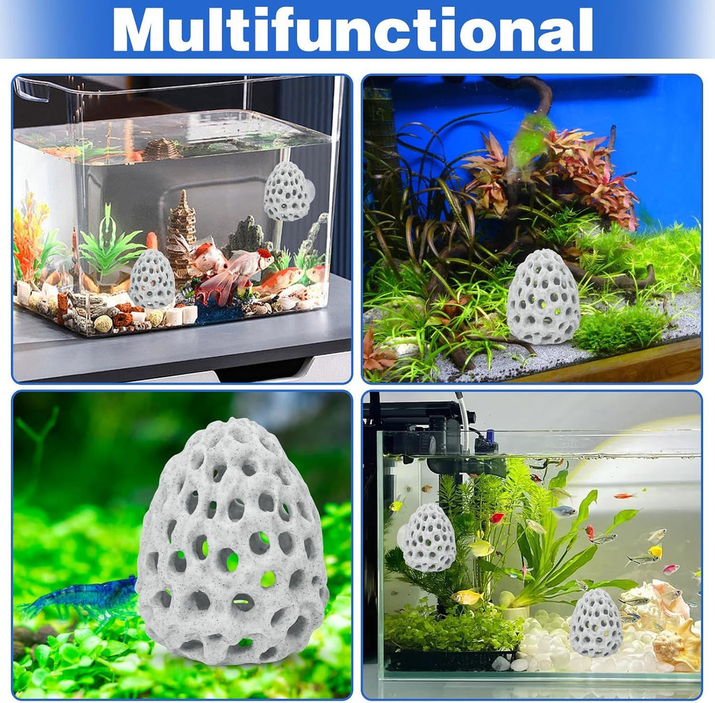 2 Pack Shrimp Dome Aquarium Caves, Suction Cup Fish Tank Hideouts for Shrimp, Bettas and Guppies to Rest, Hide and Breed, White