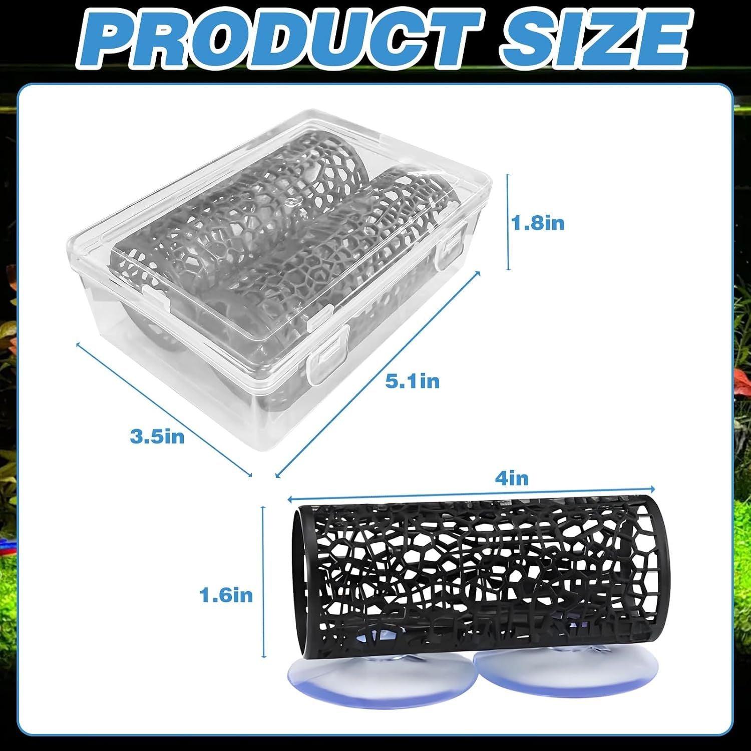2 Pack Betta Fish Tank Decorations, Suction Cup Aquarium Hideouts for Shrimp, Small Fish, Breeding, Resting and Play, Black