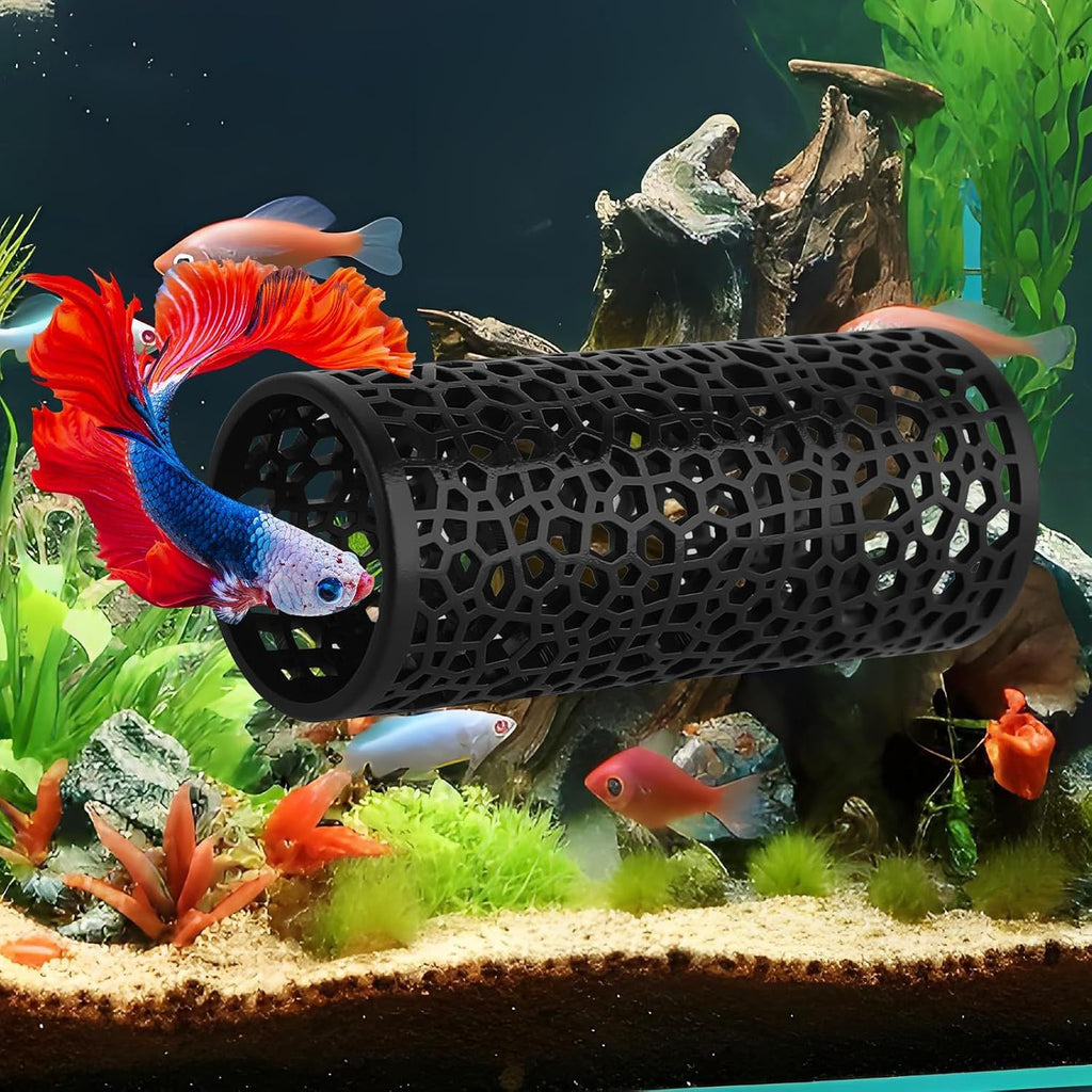 2 Pack Betta Fish Tank Decorations, Suction Cup Aquarium Hideouts for Shrimp, Small Fish, Breeding, Resting and Play, Black