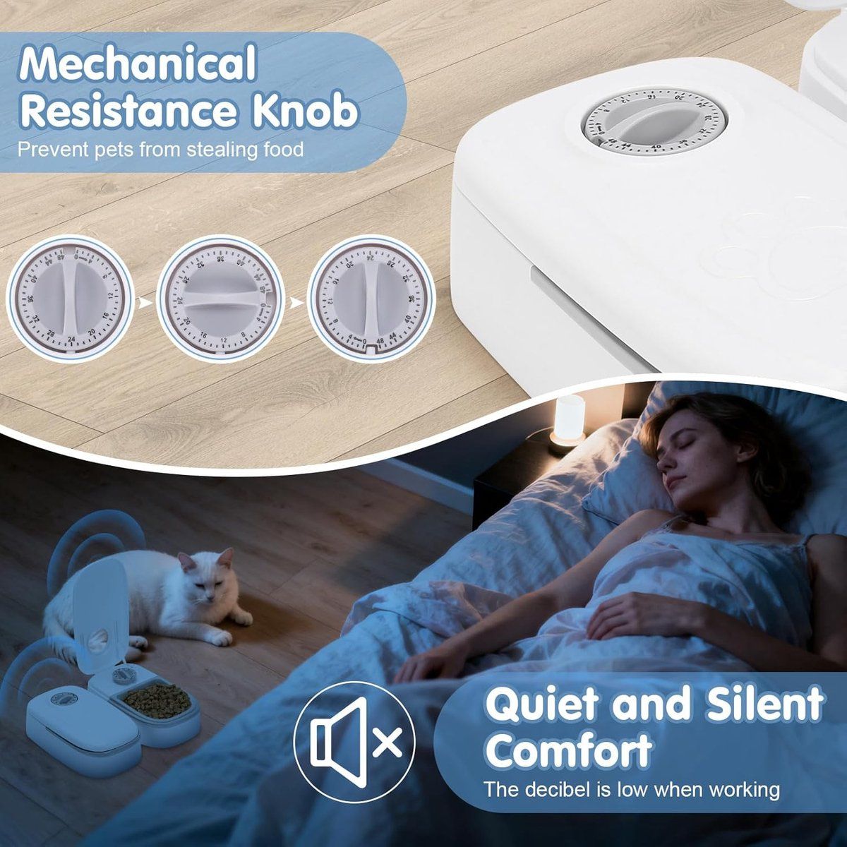 2 Pieces Automatic Wet Food Dispensers with 48 Hour Timer, 700 ml Cat Food Feeders for Wet and Dry Food, Grey, 28.5 x 24.5 x 7.5 cm