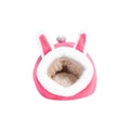 Small Pet Bed, Pig Christmas Bed Warm Hedgehog Hideout Cotton House Sleeping Nest Cage Accessories for Small Animal Habitat Supplies for Hamster Sugar Glider Squirrel Bearded Dragon Pink