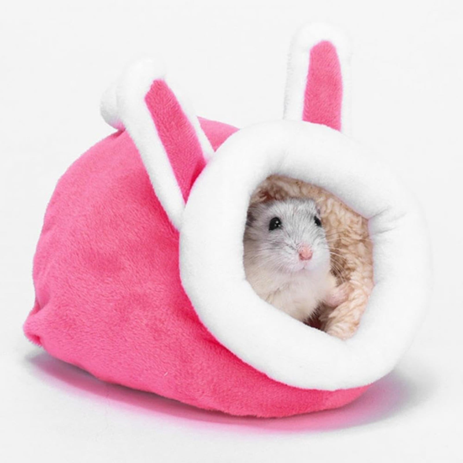 Small Pet Bed, Pig Christmas Bed Warm Hedgehog Hideout Cotton House Sleeping Nest Cage Accessories for Small Animal Habitat Supplies for Hamster Sugar Glider Squirrel Bearded Dragon Pink