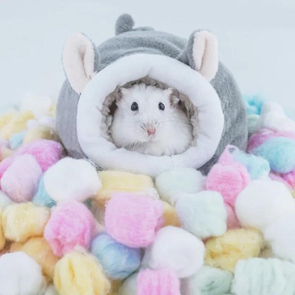 Small Pet Bed, Pig Christmas Bed Warm Hedgehog Hideout Cotton House Sleeping Nest Cage Accessories for Small Animal Habitat Supplies for Hamster Sugar Glider Squirrel Bearded Dragon Pink