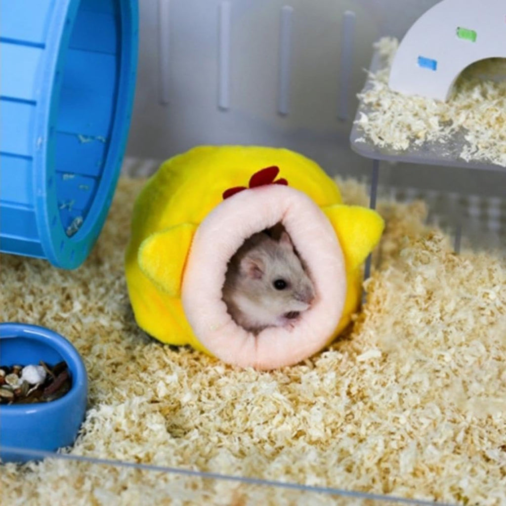 Small Pet Bed, Pig Christmas Bed Warm Hedgehog Hideout Cotton House Sleeping Nest Cage Accessories for Small Animal Habitat Supplies for Hamster Sugar Glider Squirrel Bearded Dragon Pink