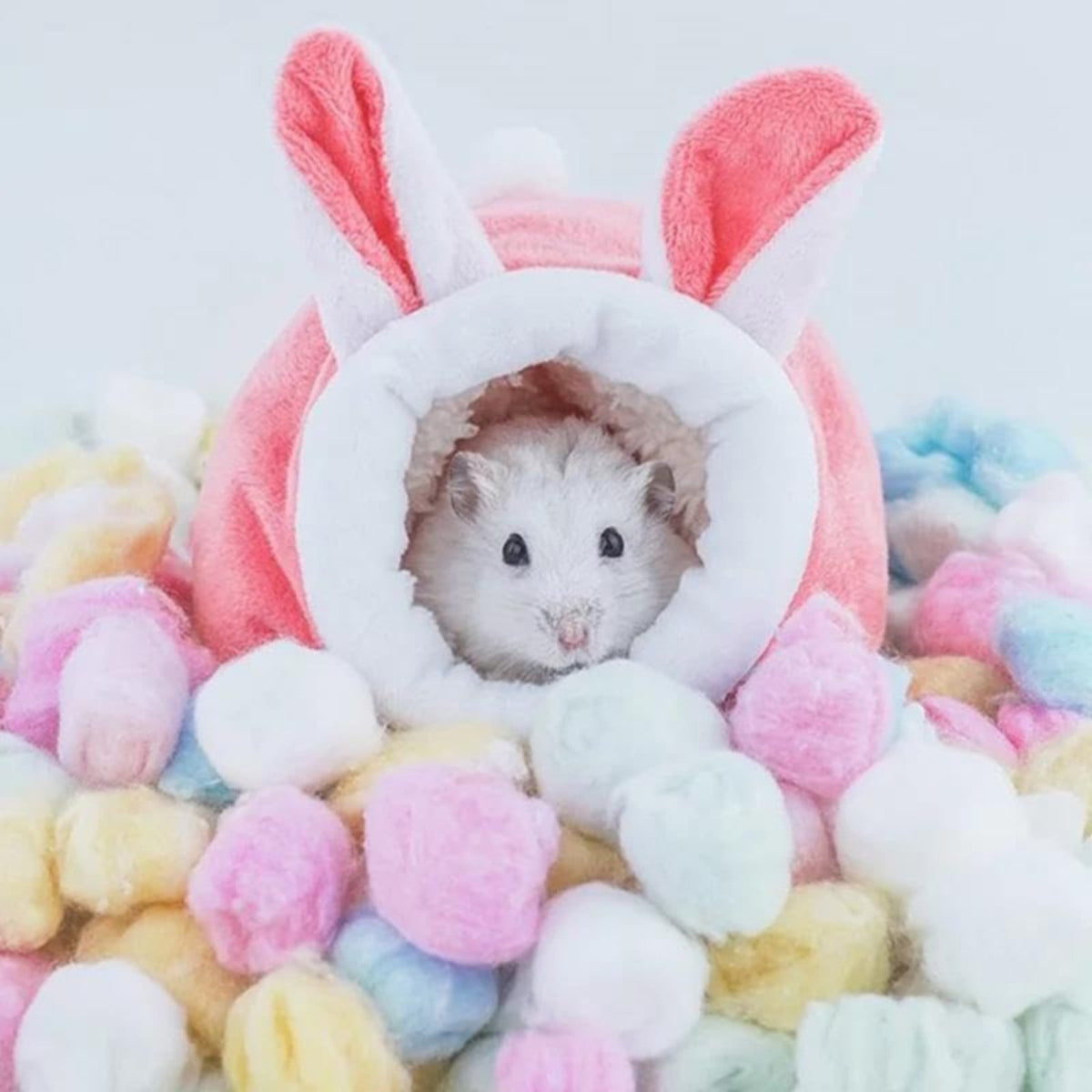 Small Pet Bed, Pig Christmas Bed Warm Hedgehog Hideout Cotton House Sleeping Nest Cage Accessories for Small Animal Habitat Supplies for Hamster Sugar Glider Squirrel Bearded Dragon, Pink Yellow