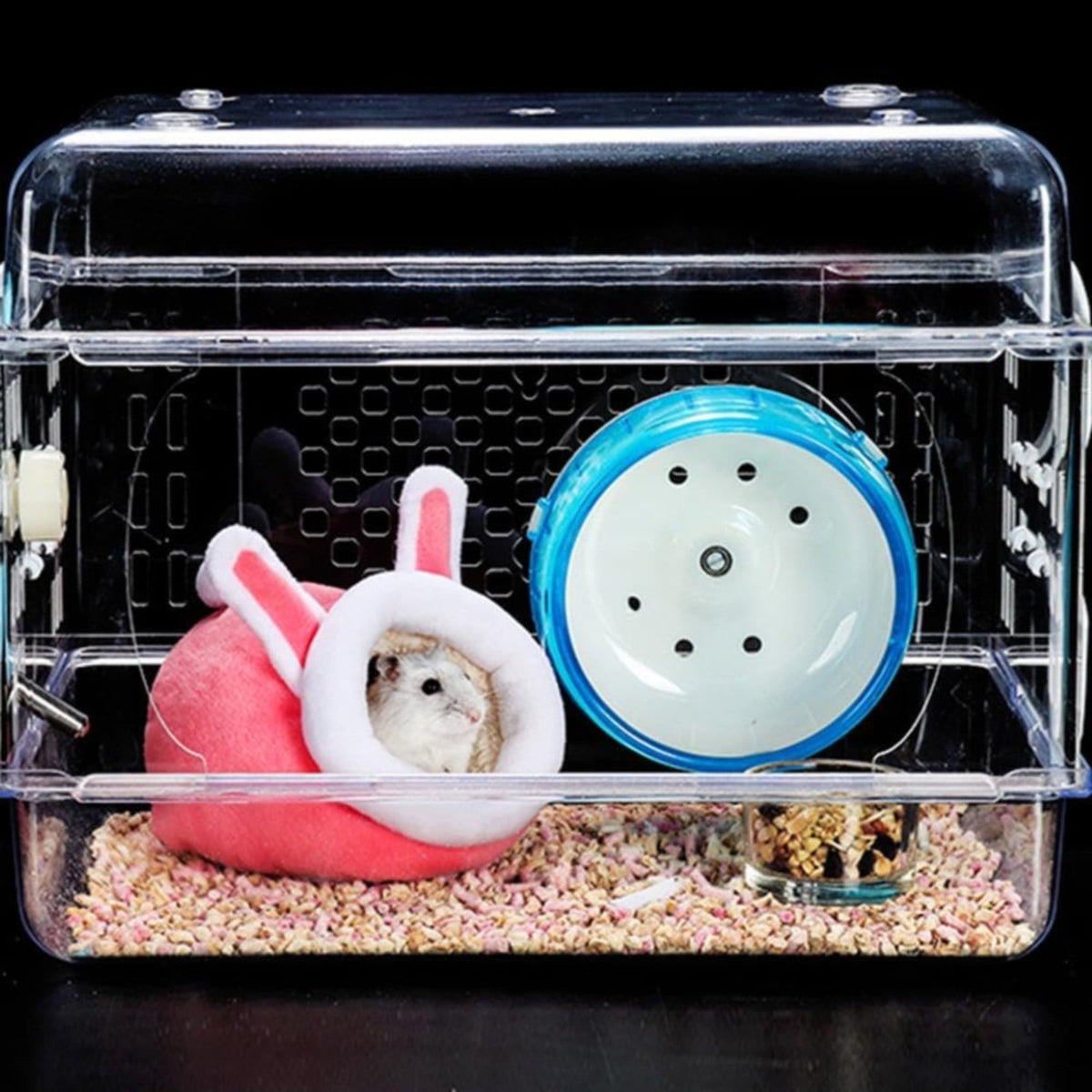 Small Pet Bed, Pig Christmas Bed Warm Hedgehog Hideout Cotton House Sleeping Nest Cage Accessories for Small Animal Habitat Supplies for Hamster Sugar Glider Squirrel Bearded Dragon, Pink Yellow