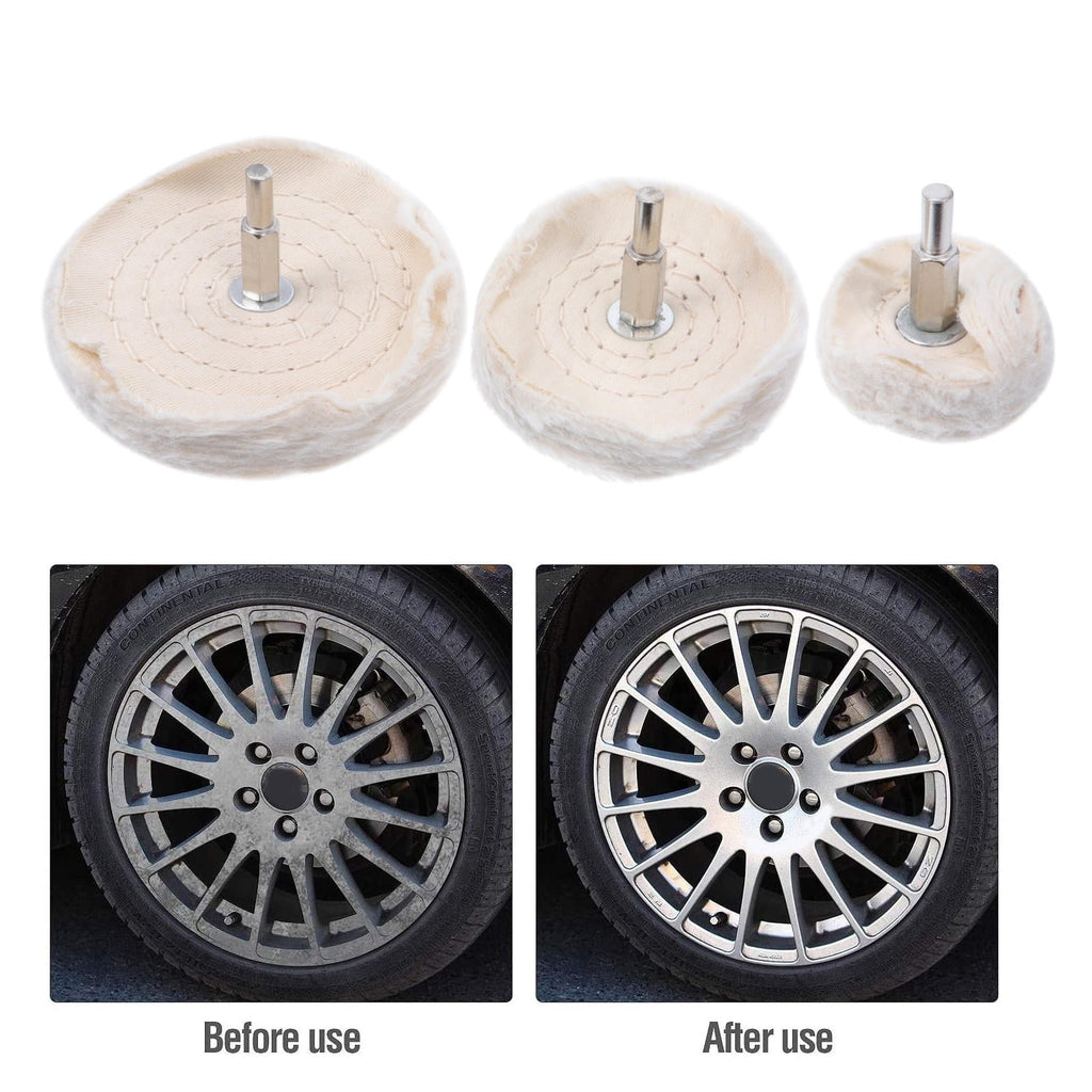 drill polishing pad Polishing Cloth Beige For Metal Surface Cleaning 3pcs
