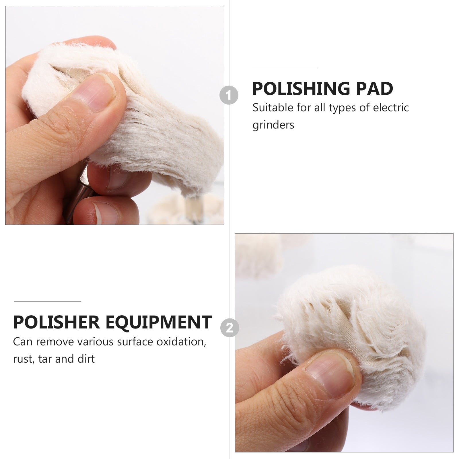 drill polishing pad Polishing Cloth Beige For Metal Surface Cleaning 3pcs