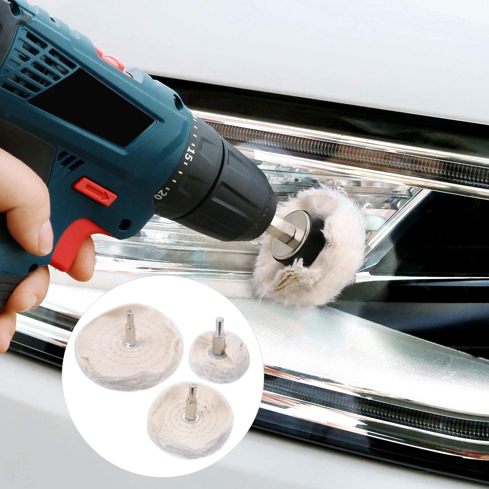 drill polishing pad Polishing Cloth Beige For Metal Surface Cleaning 3pcs