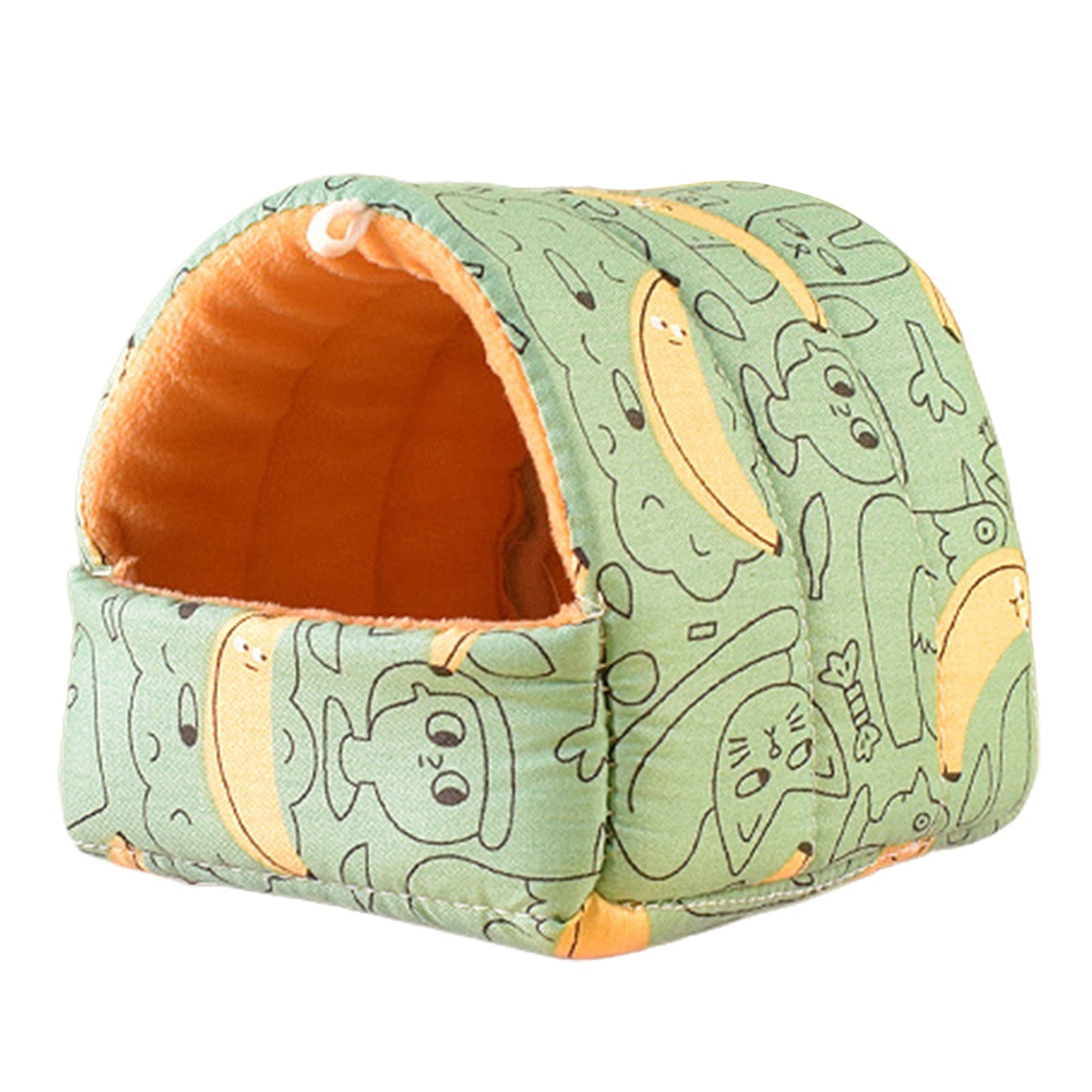 Cartoon Pattern Guinea Pig Cave House Bed, Rabbit Squirrel Chinchilla Hamster Hedgehog Nest Hideout, Small Animals Cage Warm Supplies, Machine Washable XL Green