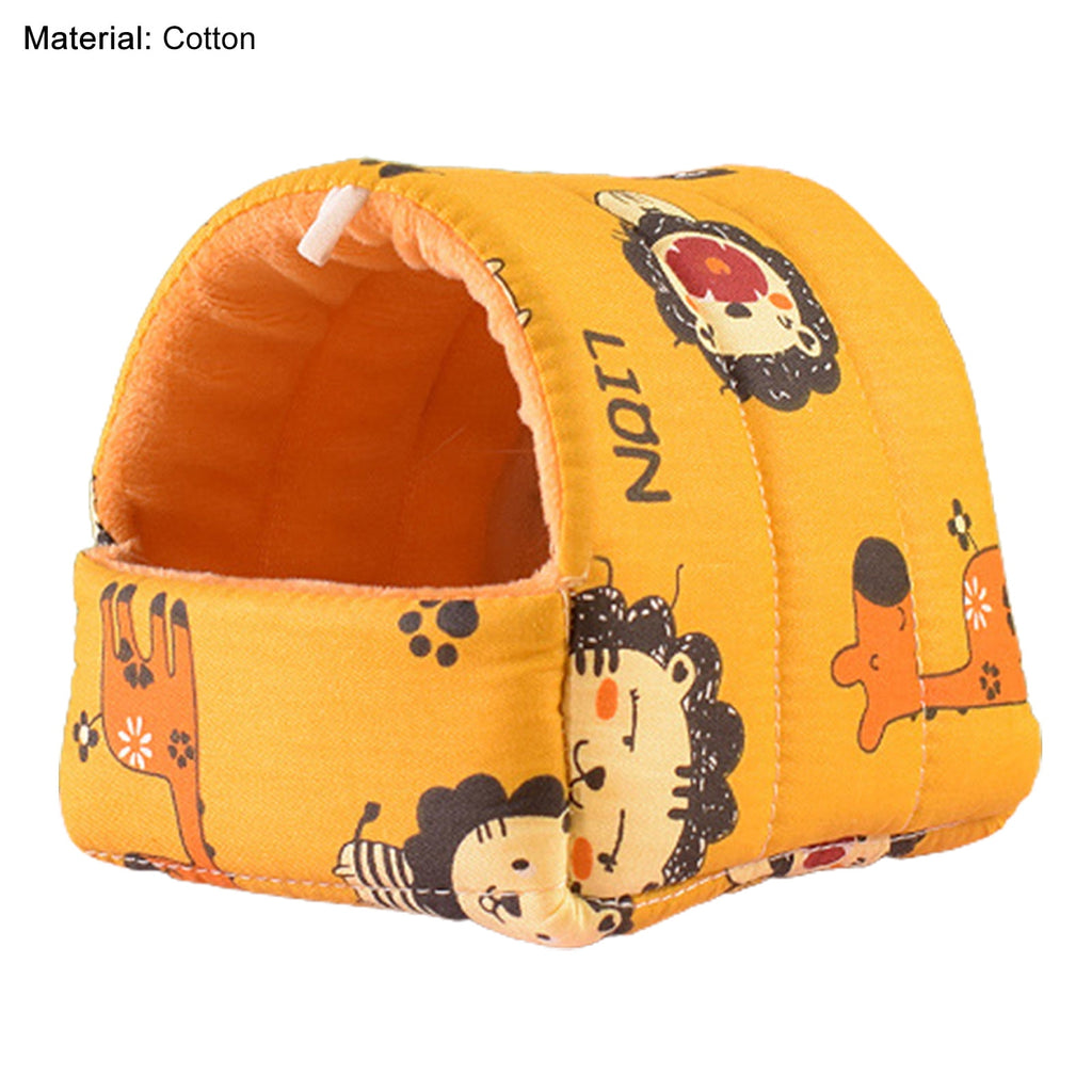 Cartoon Pattern Guinea Pig Cave House Bed, Rabbit Squirrel Chinchilla Hamster Hedgehog Nest Hideout, Small Animals Cage Warm Supplies, Machine Washable XL Green