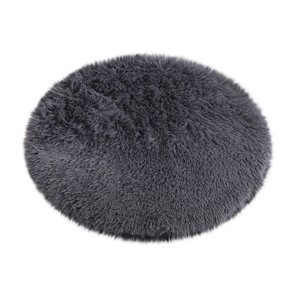 16 inch Plush Dog Bed Mat Warm Fluffy Round Puppy Crate Pad with Anti-Slip Waterproof Bottom Soft Comfy Pet Kennel Mat for Small and Medium Dogs Black