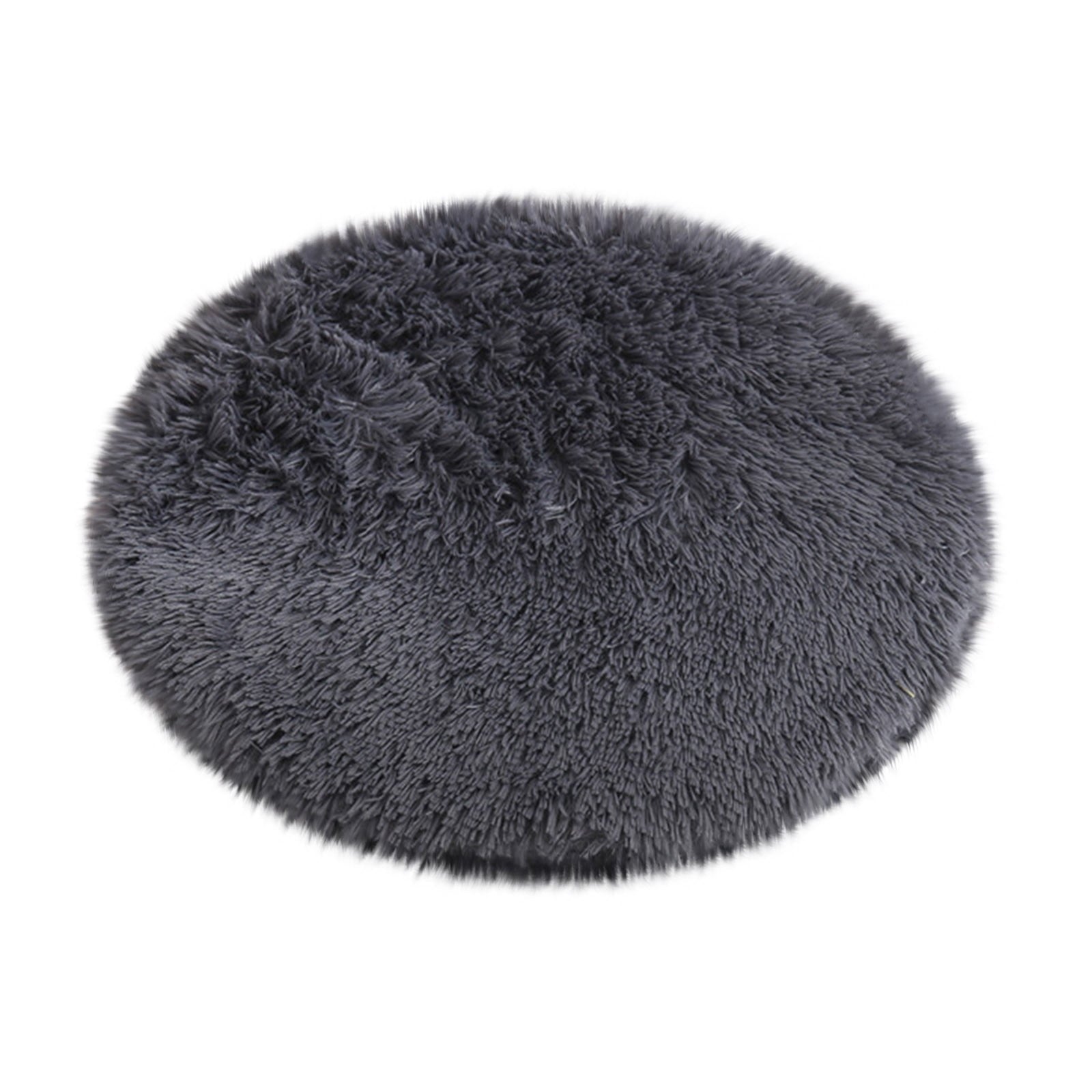 16 inch Plush Dog Bed Mat Warm Fluffy Round Puppy Crate Pad with Anti-Slip Waterproof Bottom Soft Comfy Pet Kennel Mat for Small and Medium Dogs Black