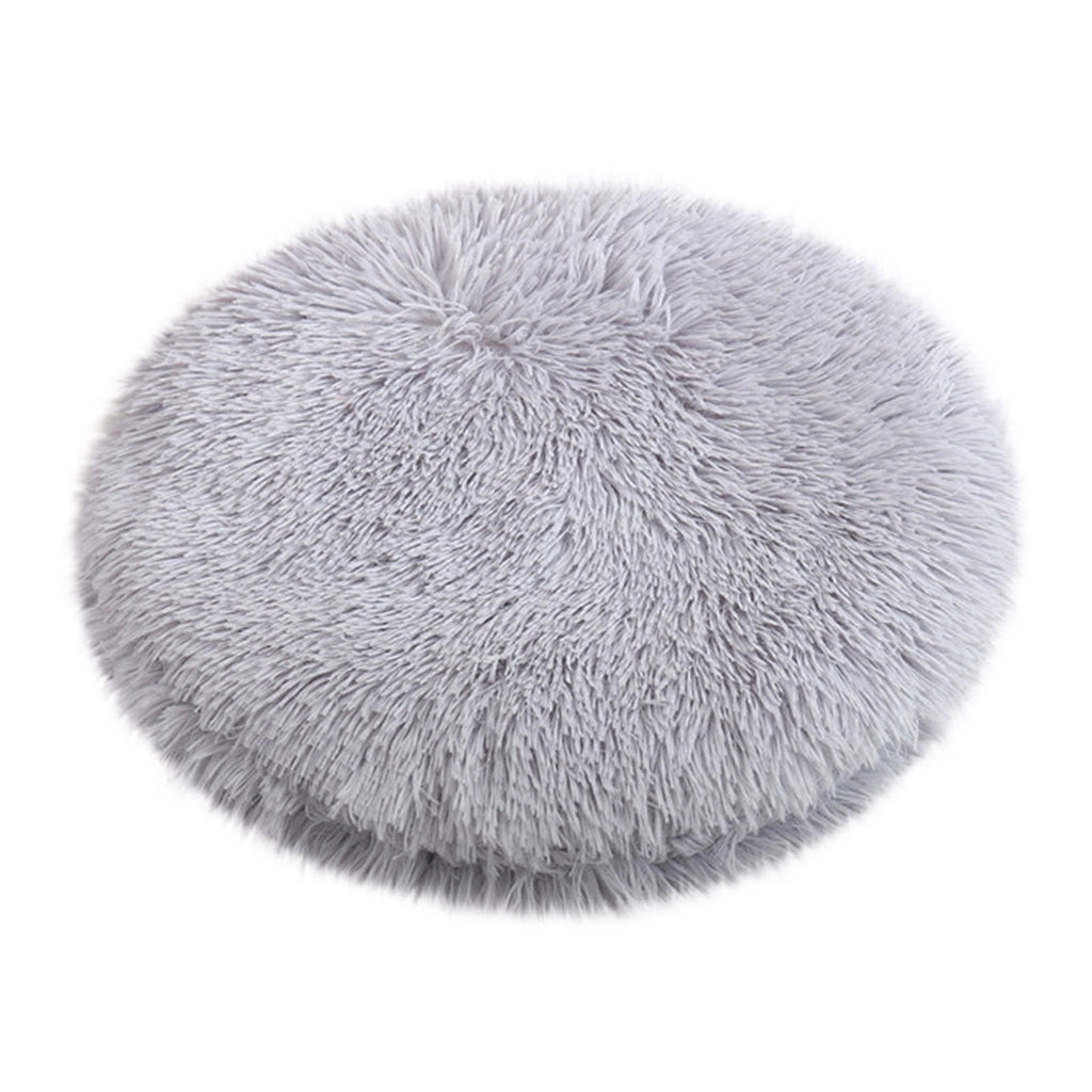 16 inch Plush Dog Bed Mat Warm Fluffy Round Puppy Crate Pad with Anti-Slip Waterproof Bottom Soft Comfy Pet Kennel Mat for Small and Medium Dogs Gray