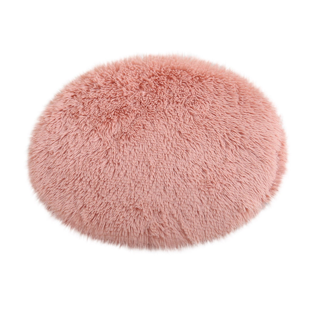 16 inch Plush Dog Bed Mat Warm Fluffy Round Puppy Crate Pad with Anti-Slip Waterproof Bottom Soft Comfy Pet Kennel Mat for Small and Medium Dogs Pink