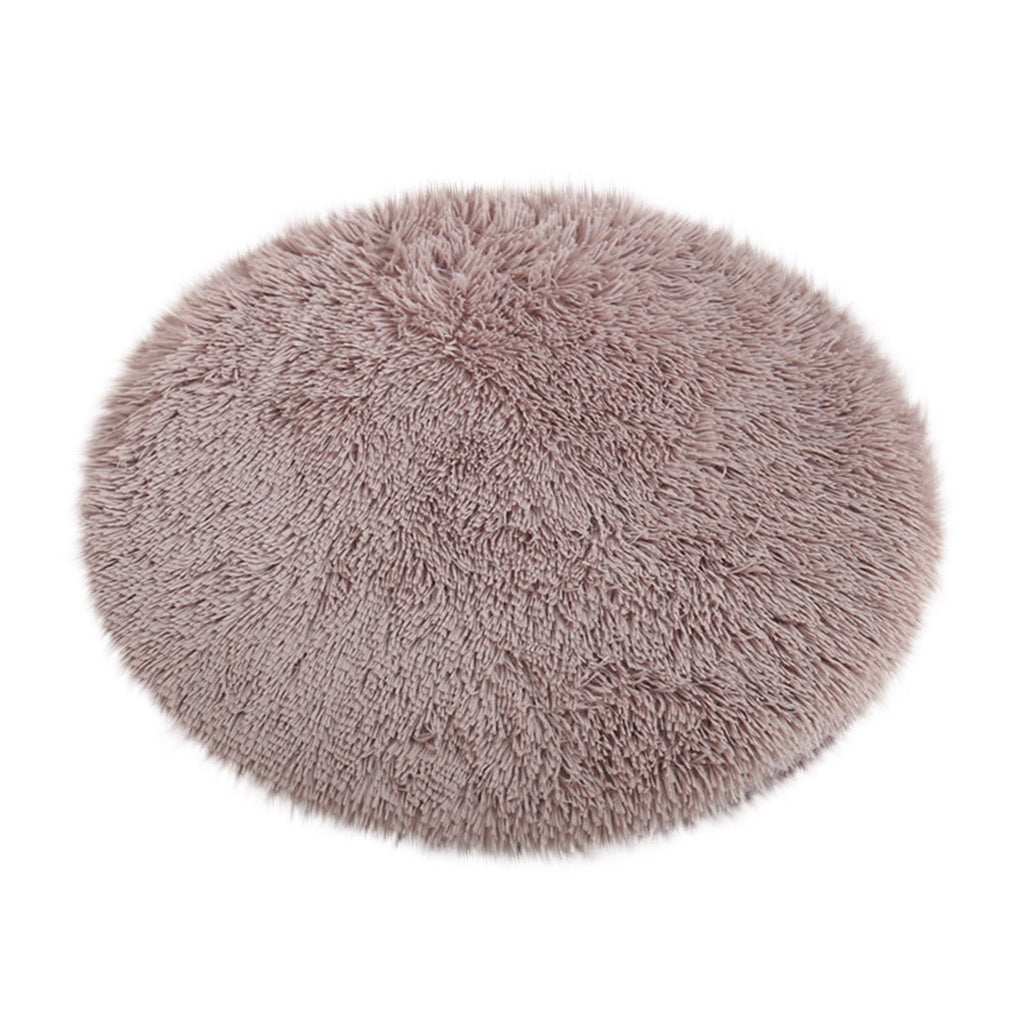 16 inch Plush Dog Bed Mat Warm Fluffy Round Puppy Crate Pad with Anti-Slip Waterproof Bottom Soft Comfy Pet Kennel Mat for Small and Medium Dogs Purple