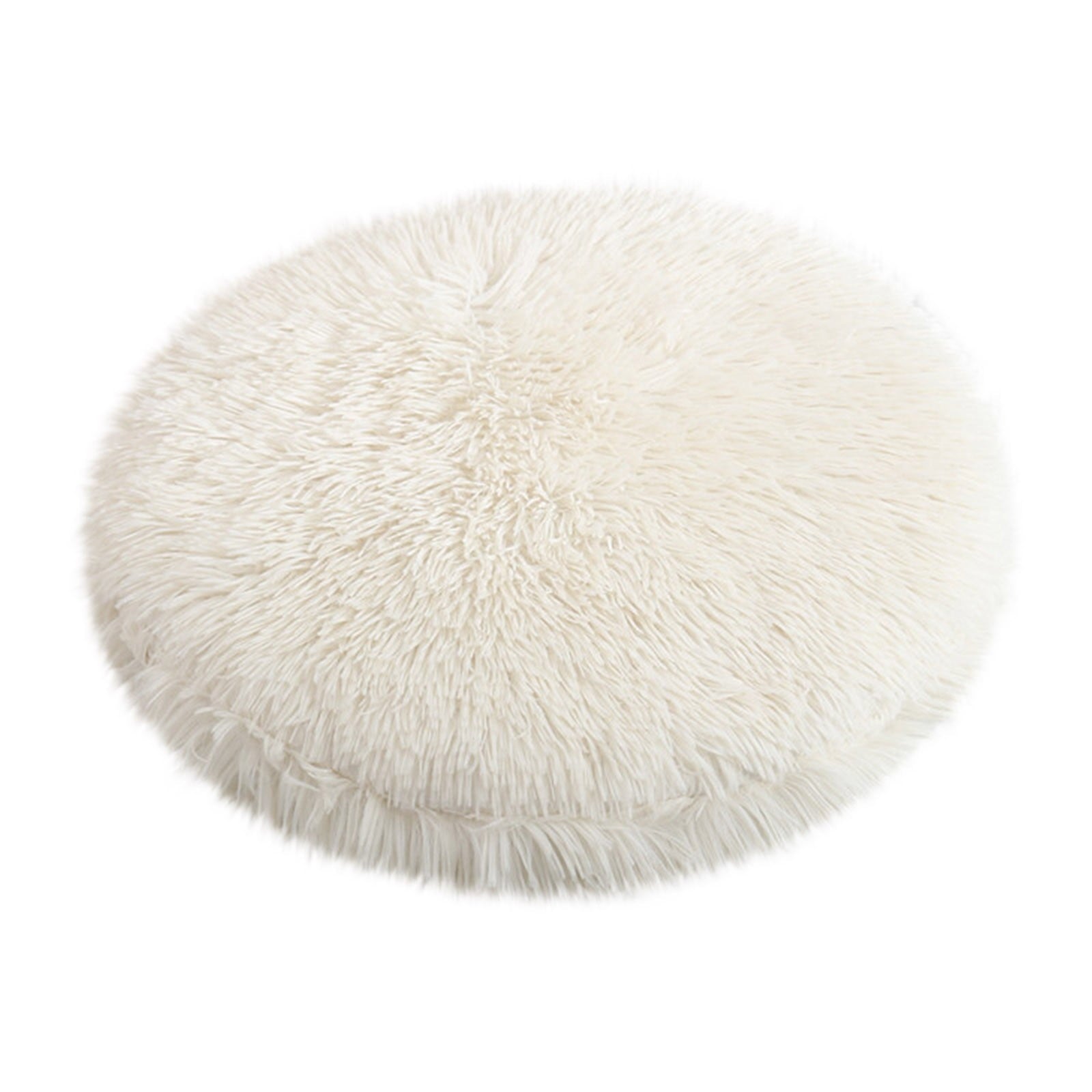 16 inch Plush Dog Bed Mat Warm Fluffy Round Puppy Crate Pad with Anti-Slip Waterproof Bottom Soft Comfy Pet Kennel Mat for Small and Medium Dogs White