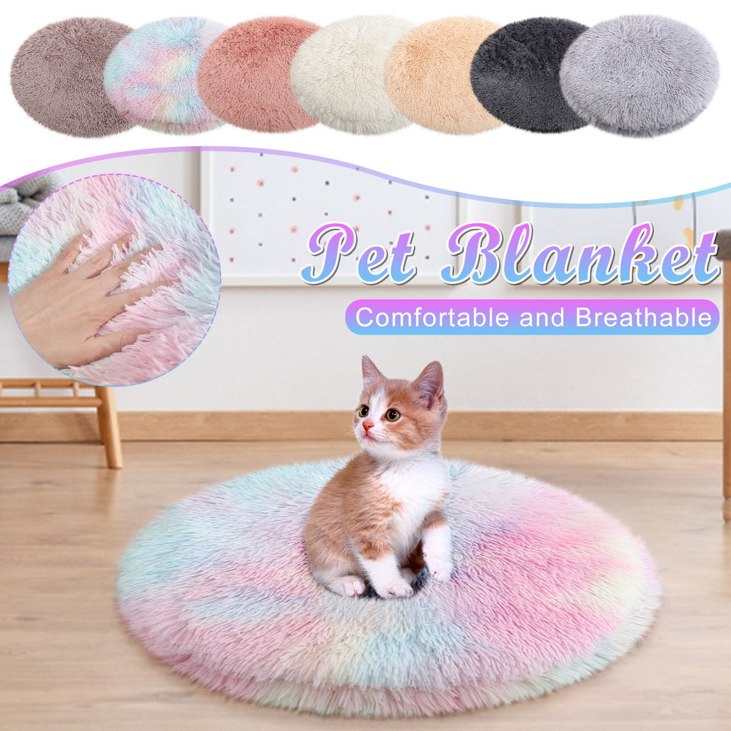 16 inch Plush Dog Bed Mat Warm Fluffy Round Puppy Crate Pad with Anti-Slip Waterproof Bottom Soft Comfy Pet Kennel Mat for Small and Medium Dogs White