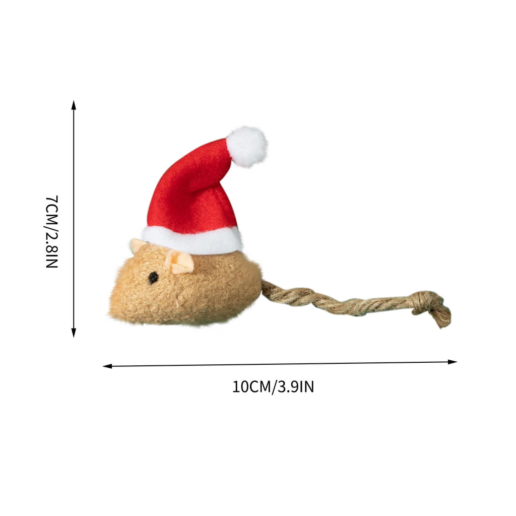 Catnip Toys Interactive Toy Christmas Hat Costume Plush Mouse Shaped Cat Toys for Cat Kitten Indoor D