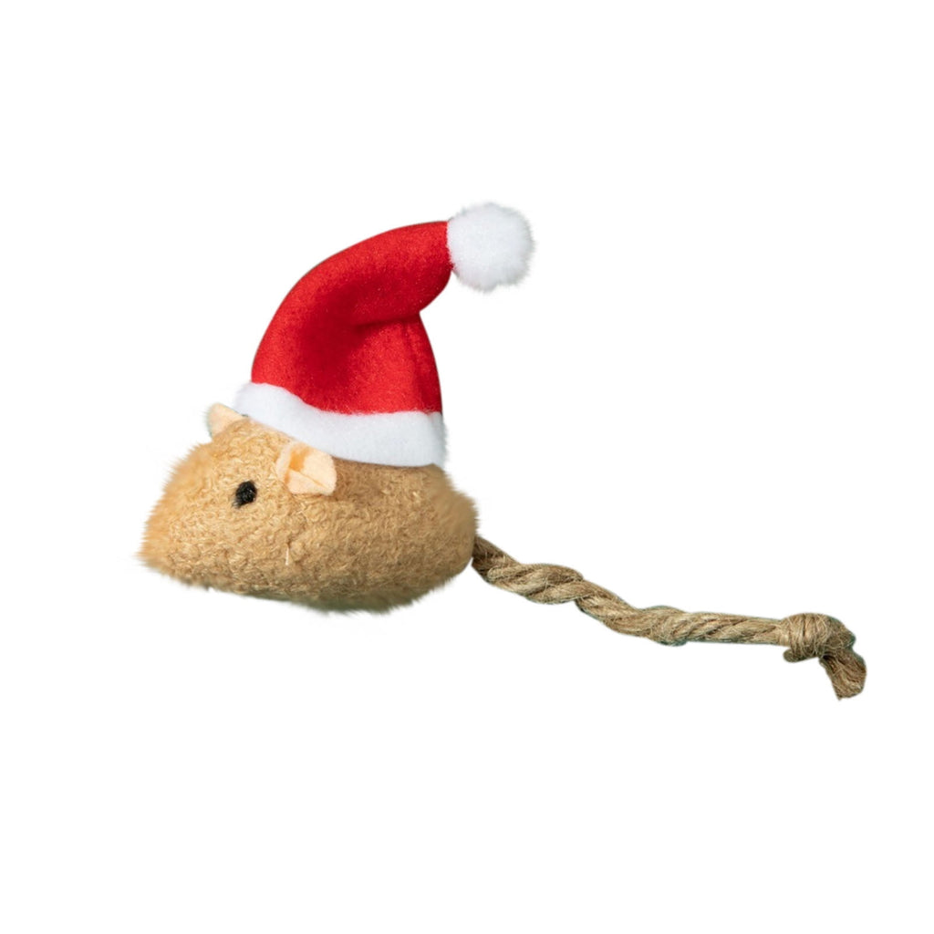Catnip Toys Interactive Toy Christmas Hat Costume Plush Mouse Shaped Cat Toys for Cat Kitten Indoor D