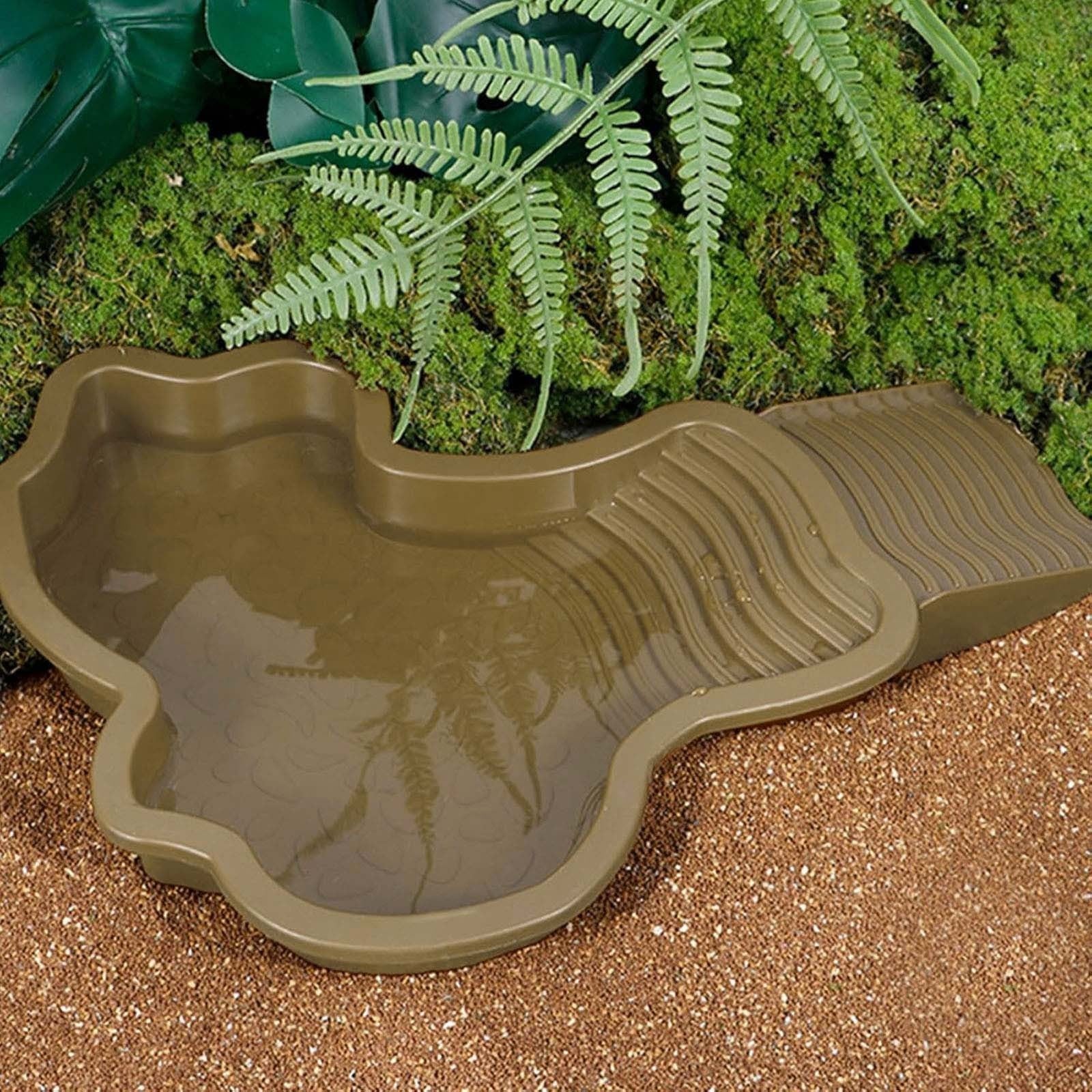 Reptile Bathing Pool Turtle Bath Amphibians Accessories with Ramp Tortoise Feeder Lizards Habitat for Tortoise Scorpion Snake B