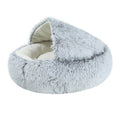 Cat Bed Round Plush Hooded Cat Bed Cave, for Indoor Cats or Small Dog Beds, Calming Pet Beds Calm Anti-nxiety Dog Bed, Waterproof Bottom Washable (16"x16") Blue