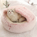 Cat Bed Round Plush Hooded Cat Bed Cave, for Indoor Cats or Small Dog Beds, Calming Pet Beds Calm Anti-nxiety Dog Bed, Waterproof Bottom Washable (16"x16") Pink