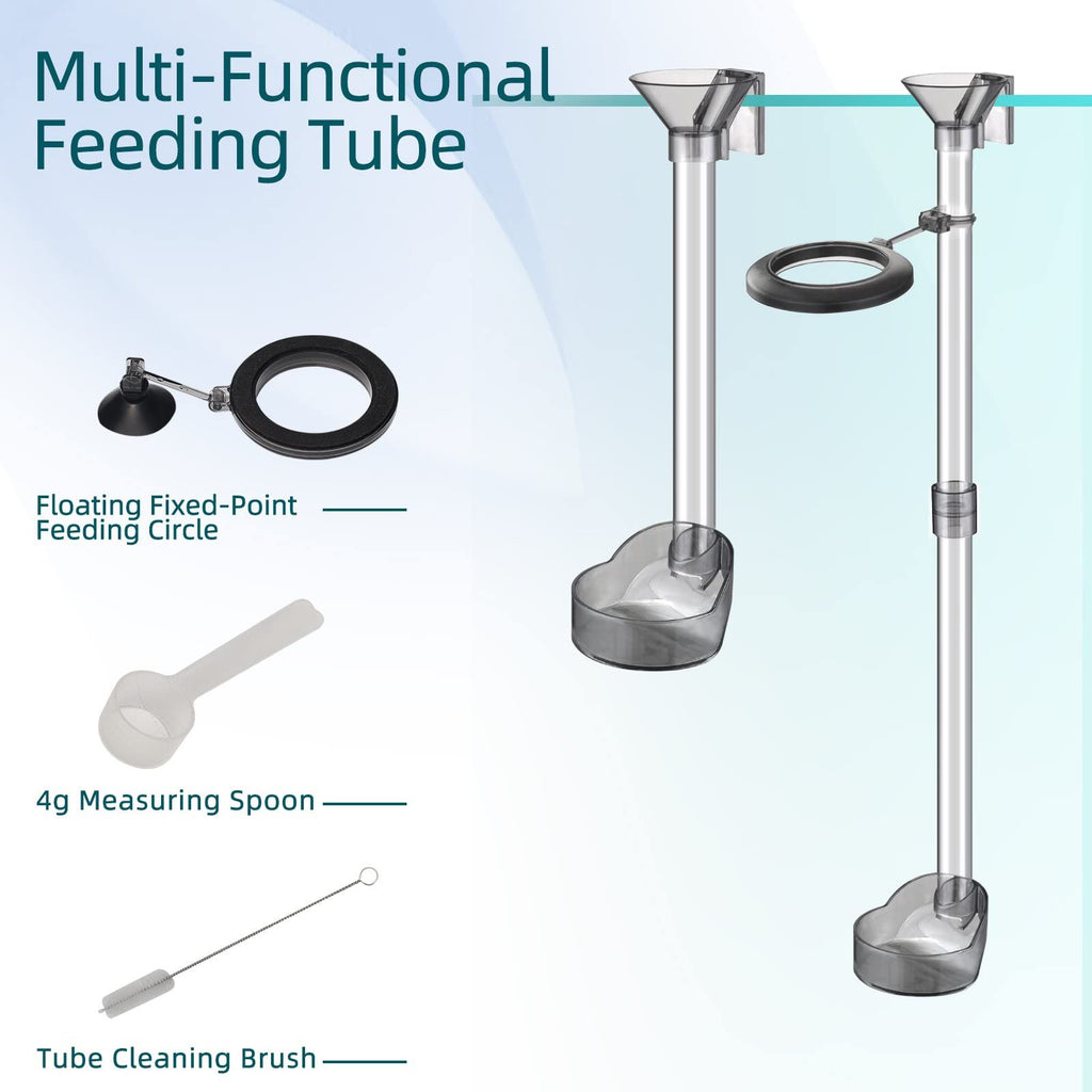 Shrimp Feeding Dish Set, Aquarium Fish Feeder Tube Kit Clear Durable Fish Shrimp Feeding Tube with Feeding Ring