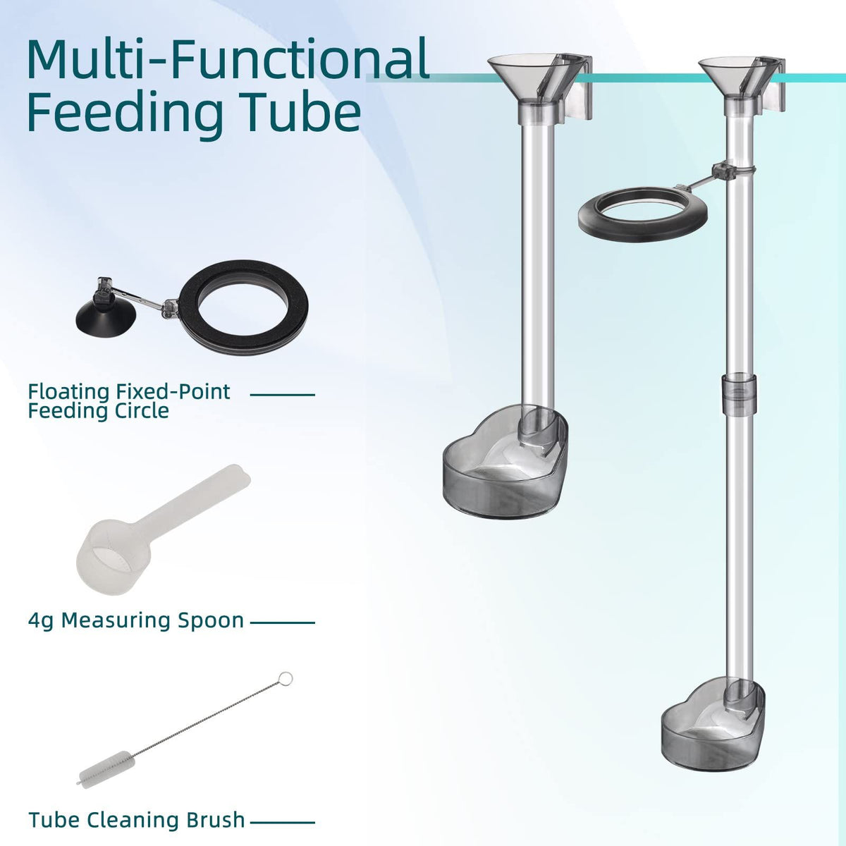 Shrimp Feeding Dish Set, Aquarium Fish Feeder Tube Kit Clear Durable Fish Shrimp Feeding Tube with Feeding Ring