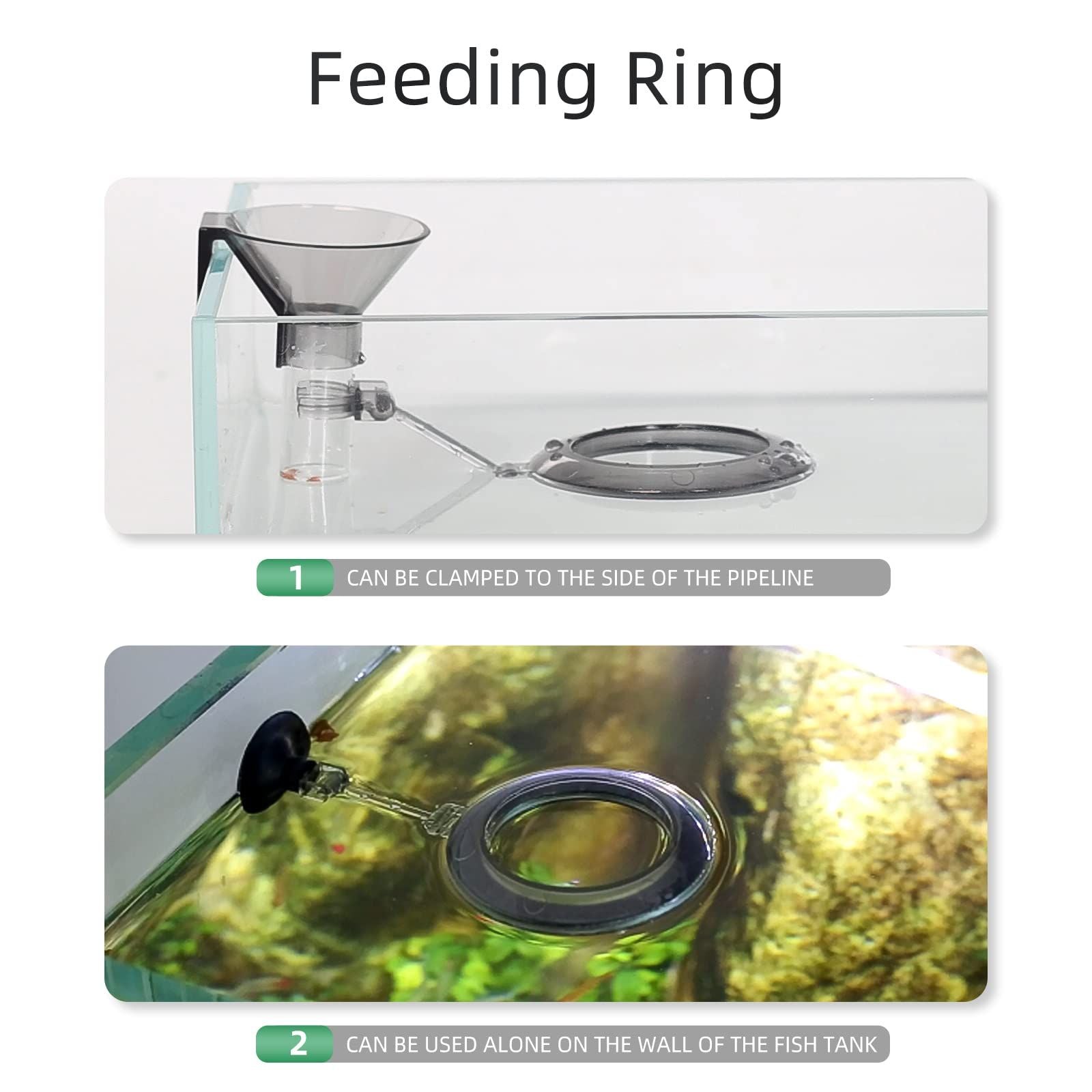 Shrimp Feeding Dish Set, Aquarium Fish Feeder Tube Kit Clear Durable Fish Shrimp Feeding Tube with Feeding Ring
