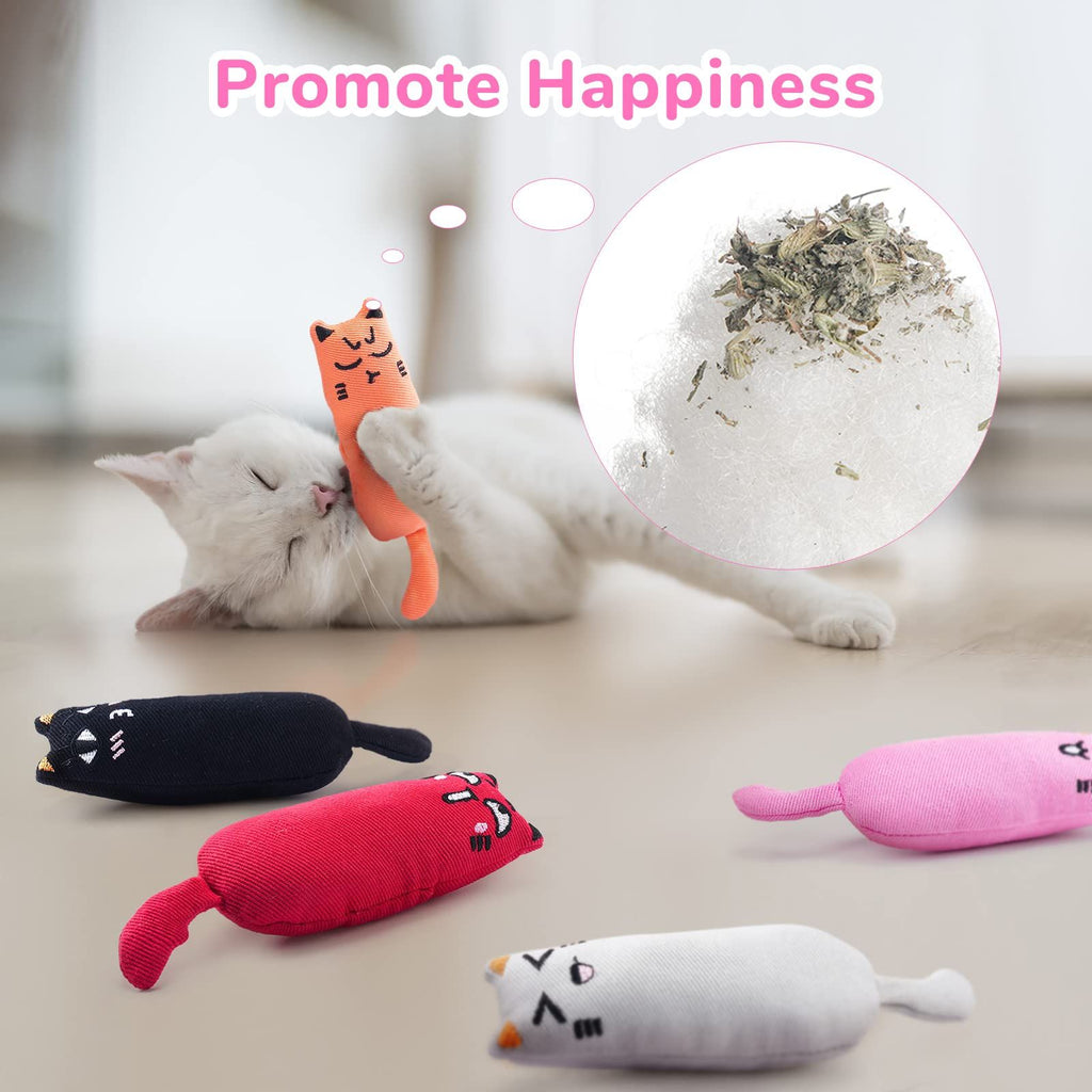 5-piece pack of bite-resistant catnip cat toys, cartoon mouse cat teething chew toys containing catnip
