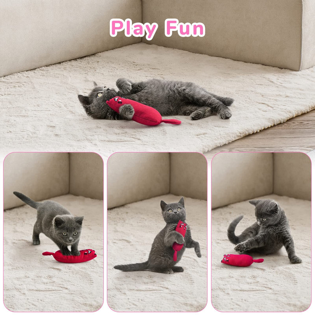 5-piece pack of bite-resistant catnip cat toys, cartoon mouse cat teething chew toys containing catnip