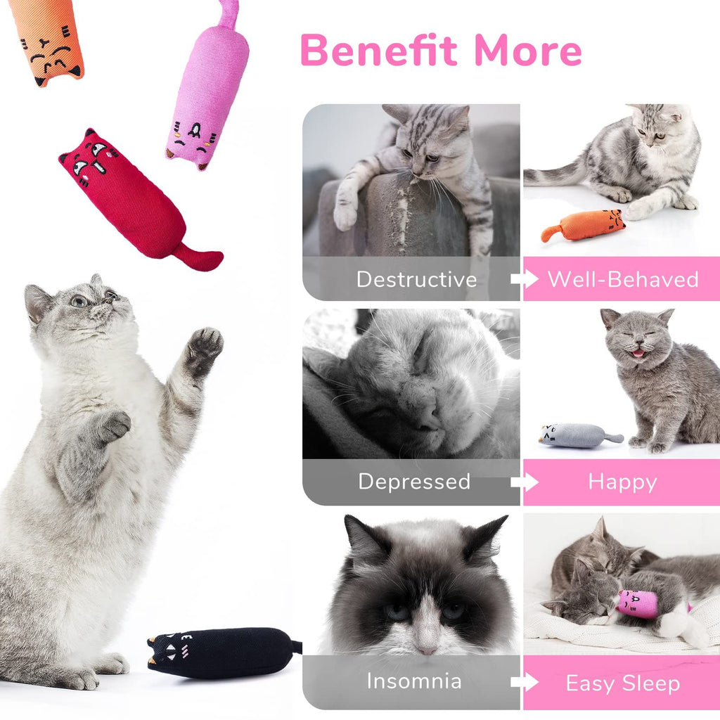 5-piece pack of bite-resistant catnip cat toys, cartoon mouse cat teething chew toys containing catnip