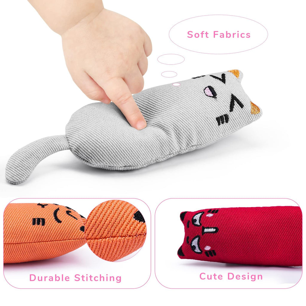 5-piece pack of bite-resistant catnip cat toys, cartoon mouse cat teething chew toys containing catnip