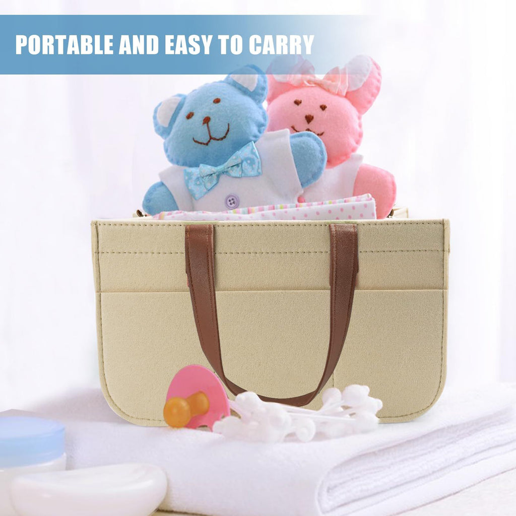 Diaper Caddy Organizer with Handle, Shoulder Strap Buckle, 3 Removable Storage Compartments, Car Caddy Organizer